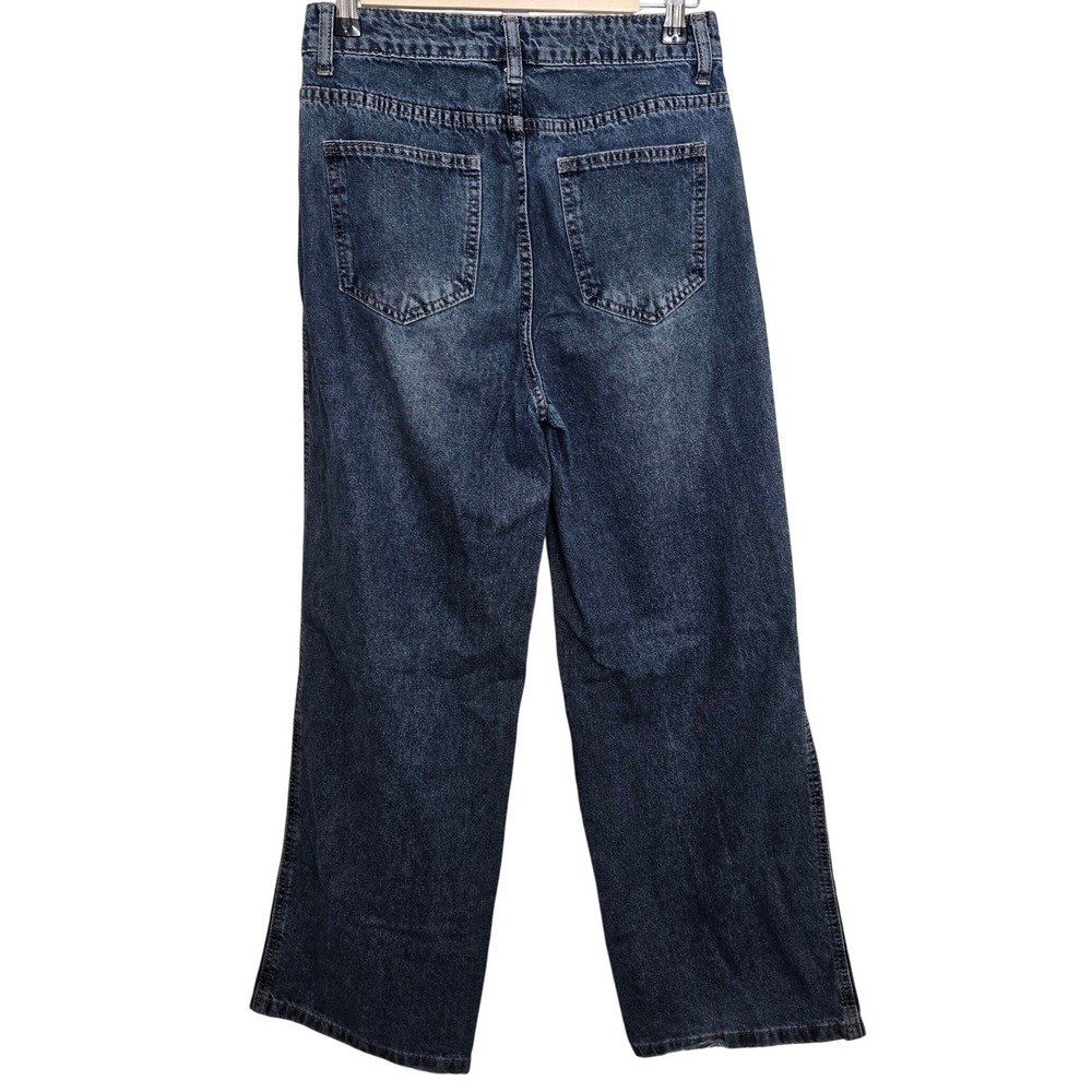 DAZY Jeans Wide Leg Blue Denim Distressed Junior Size S Skater Y2K - Picture 2 of 7
